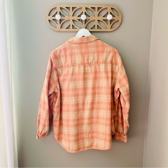 American Eagle Outfitters Plaid Button Up Top Orange Sz Medium - Picture 6 of 8
